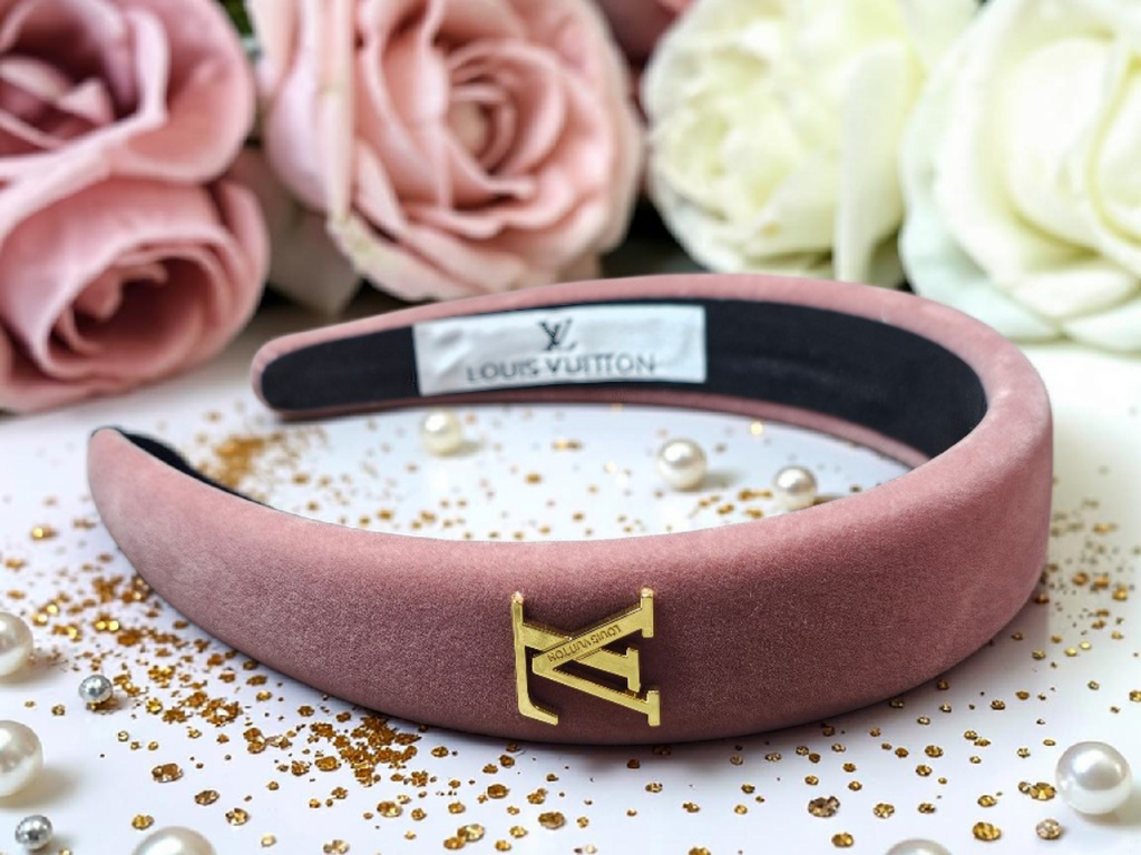 Pink Velour Louis Charm Headband