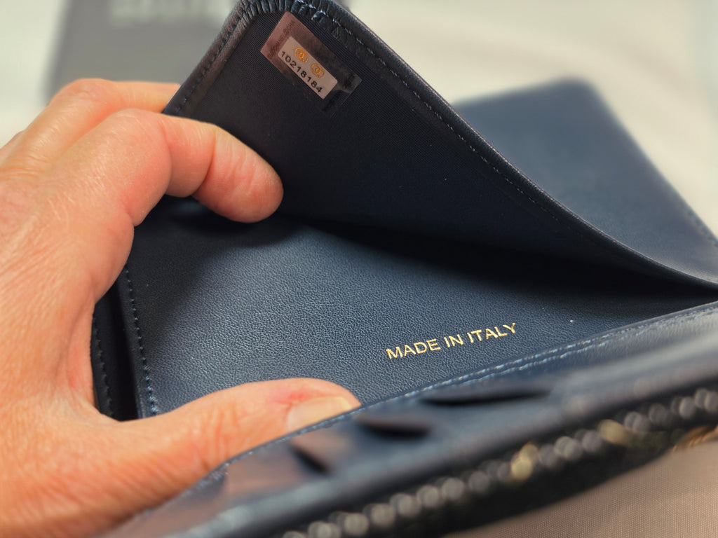 C Logo Black Large Case Wallet with Contrast Stitching