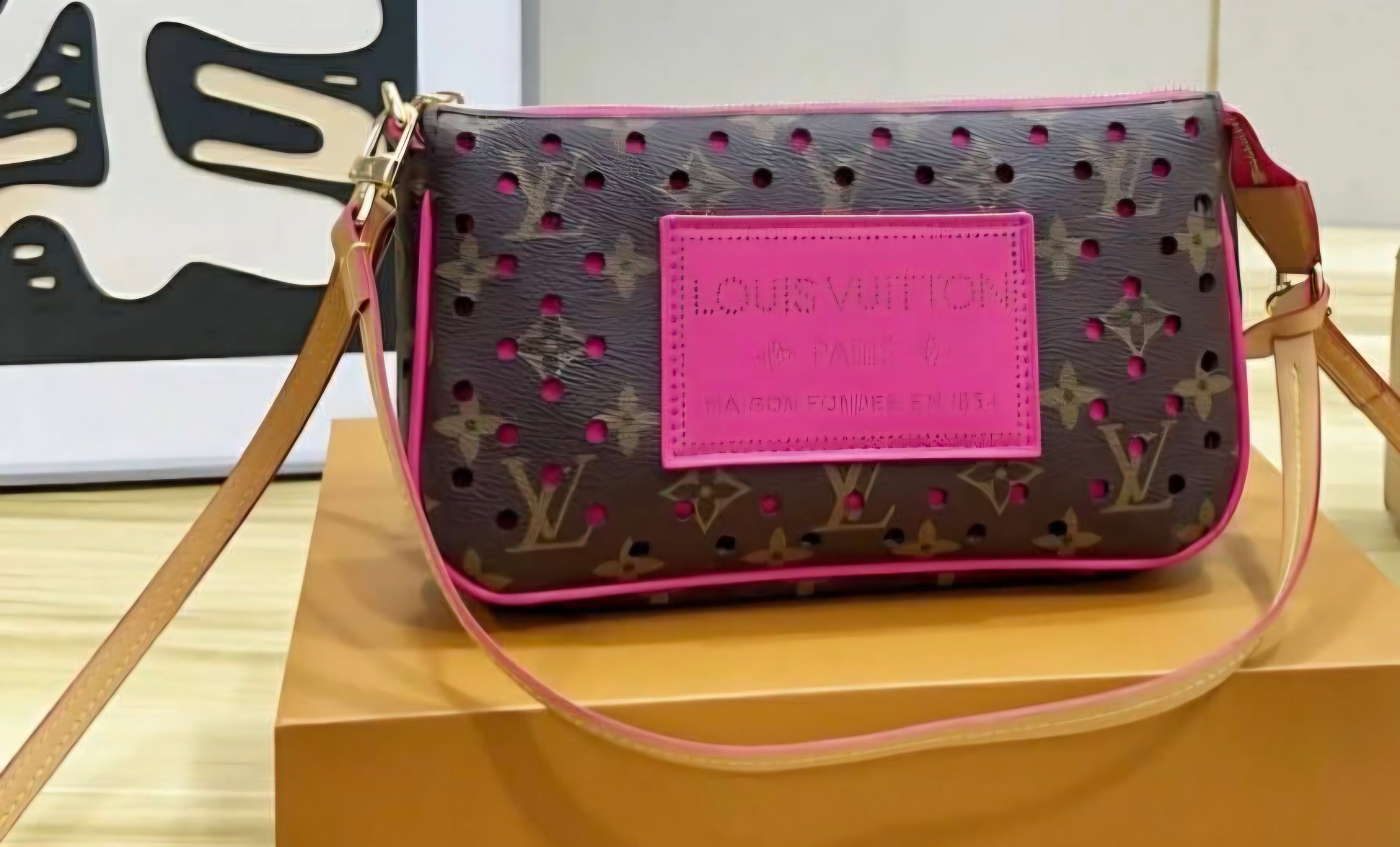 Perforated Pink Logo Bag