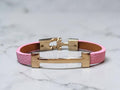 Vegan Leather H Letter style stacking Bracelet
