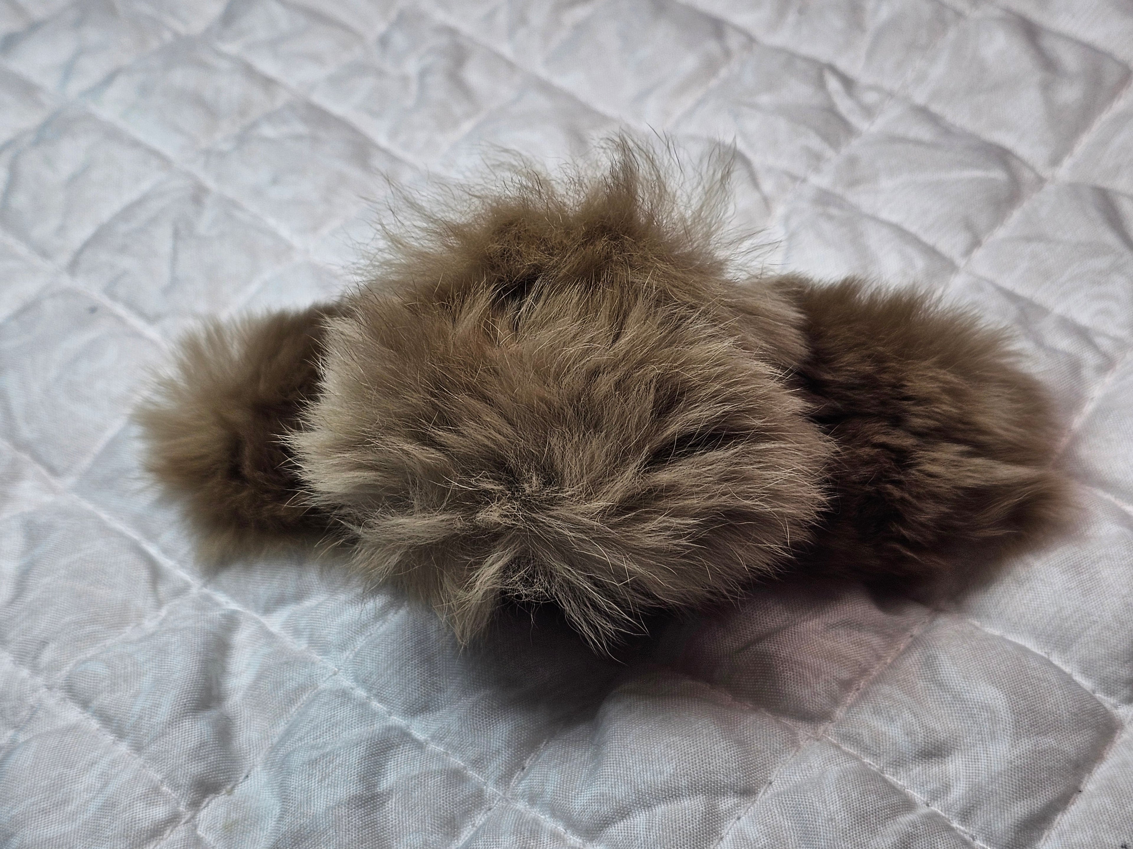 Prada Logo Charm Beige Fur Hair Claw Clip