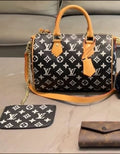 3 pc barrel bag logo set 1-1 q with bag, pouch/chain, and short wallet
