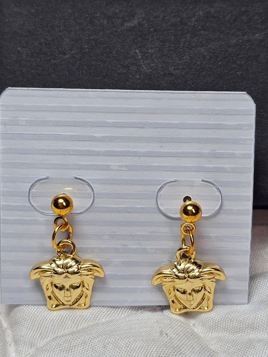 Medusa Charm earrings Gold Dangle