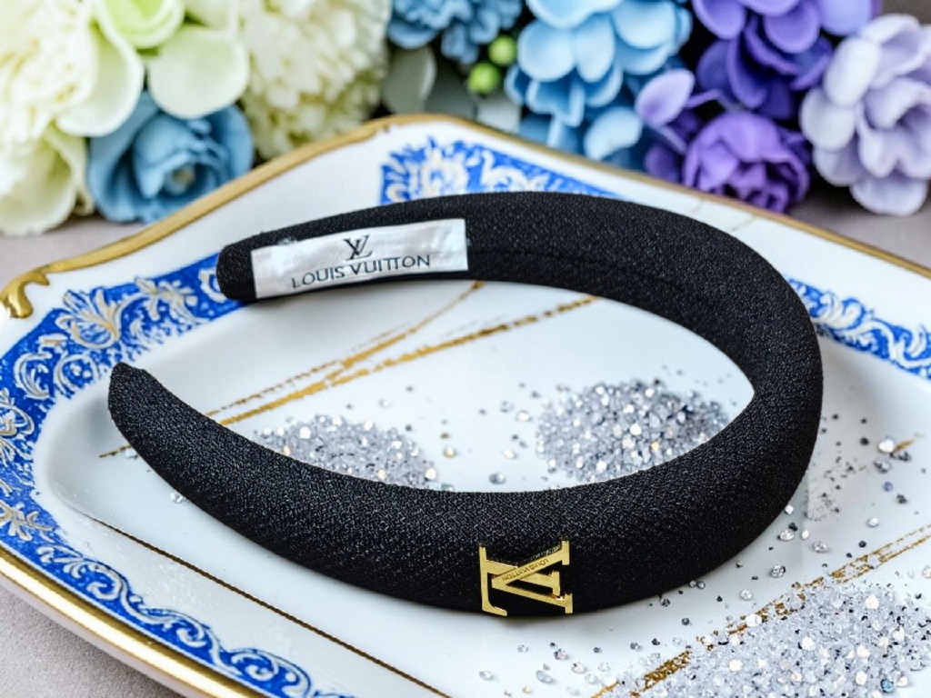 Louis Logo Charm Headband Black Denim Tagged