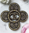 Antique Gold Clover charm Pin Brooch