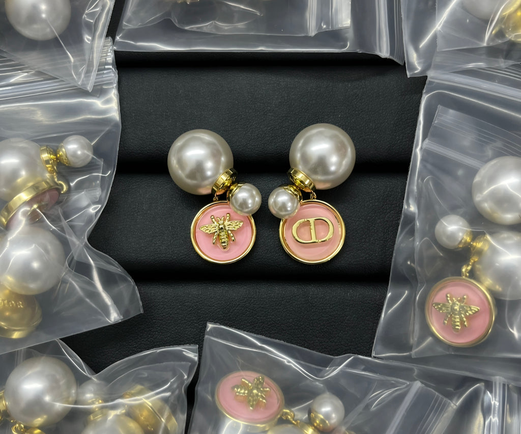 CD Logo Pierced Stud Earrings