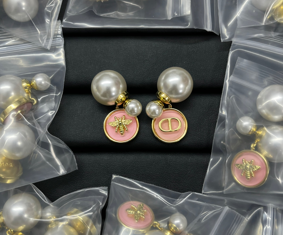 CD Logo Pierced Stud Earrings