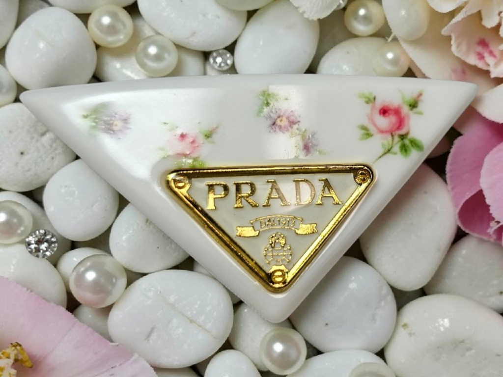 Gold charm White Floral Triangle Floral Hair Clip Spring