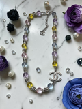 CC Logo Double Charm Multicolor Glass Bead Necklace