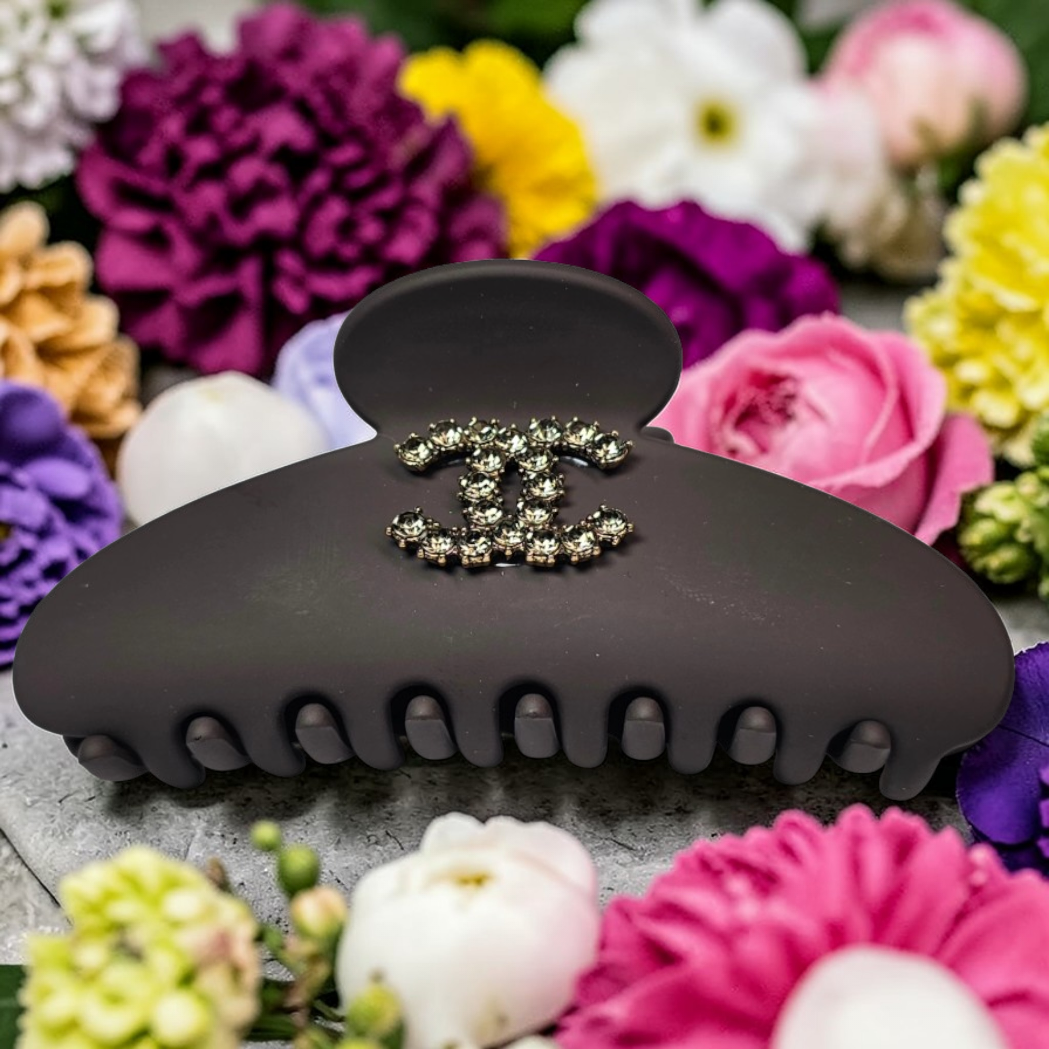 Chanel‑Inspired Deep Mocha Medium Hair Claw Clip — Custom Luxury Design