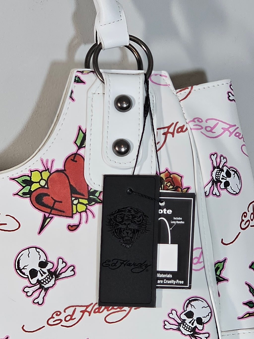 Ed Hardy Large Skull 'Love Kills' Tote Bag NWT