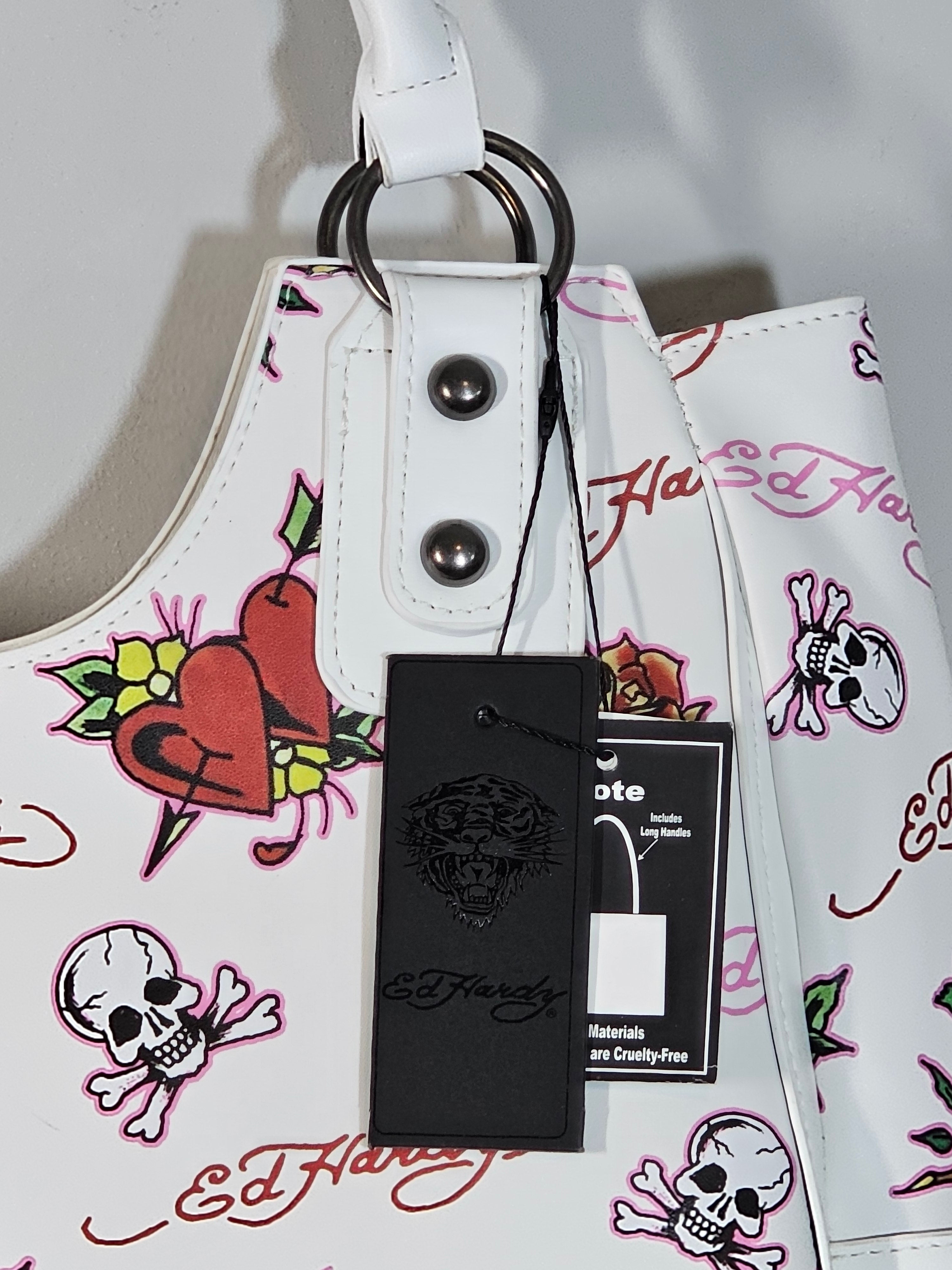 Ed Hardy Large Skull 'Love Kills' Tote Bag NWT