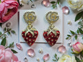 18K gold plated GG Logo Strawberry Dangle Pierced Earrings