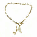 P logo Trangle Gemstone Necklace
