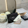 Prada Compact Mirtor Silver Taupe New with Prada Zipper Case