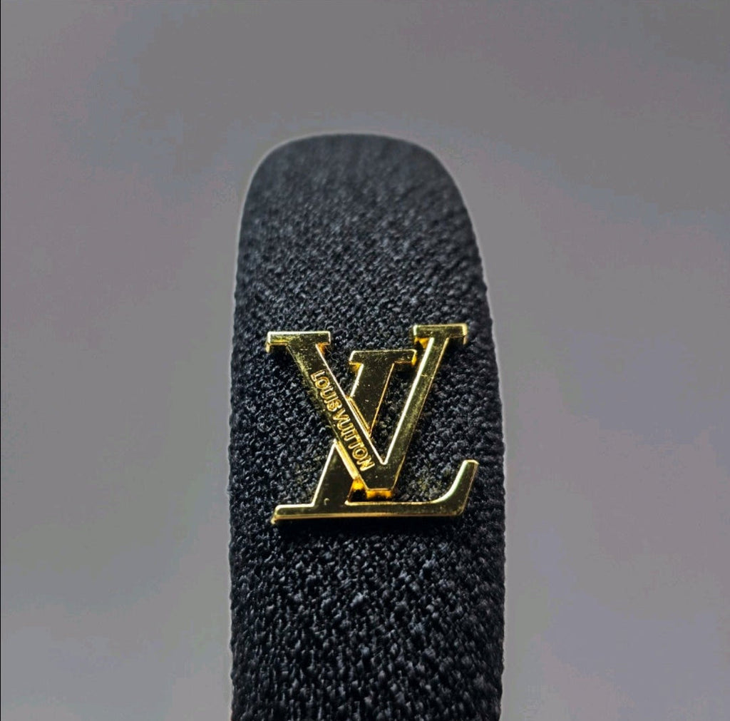 LV Logo Charm Headband Black Denim Tagged New