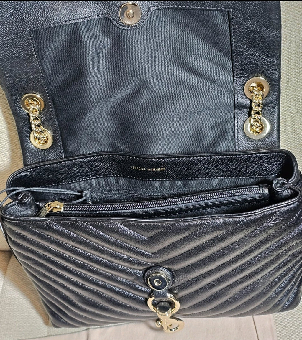 Rebecca Minkoff Black Quilted Leather Convertible Crossbody Handbag NWT & Dustbag