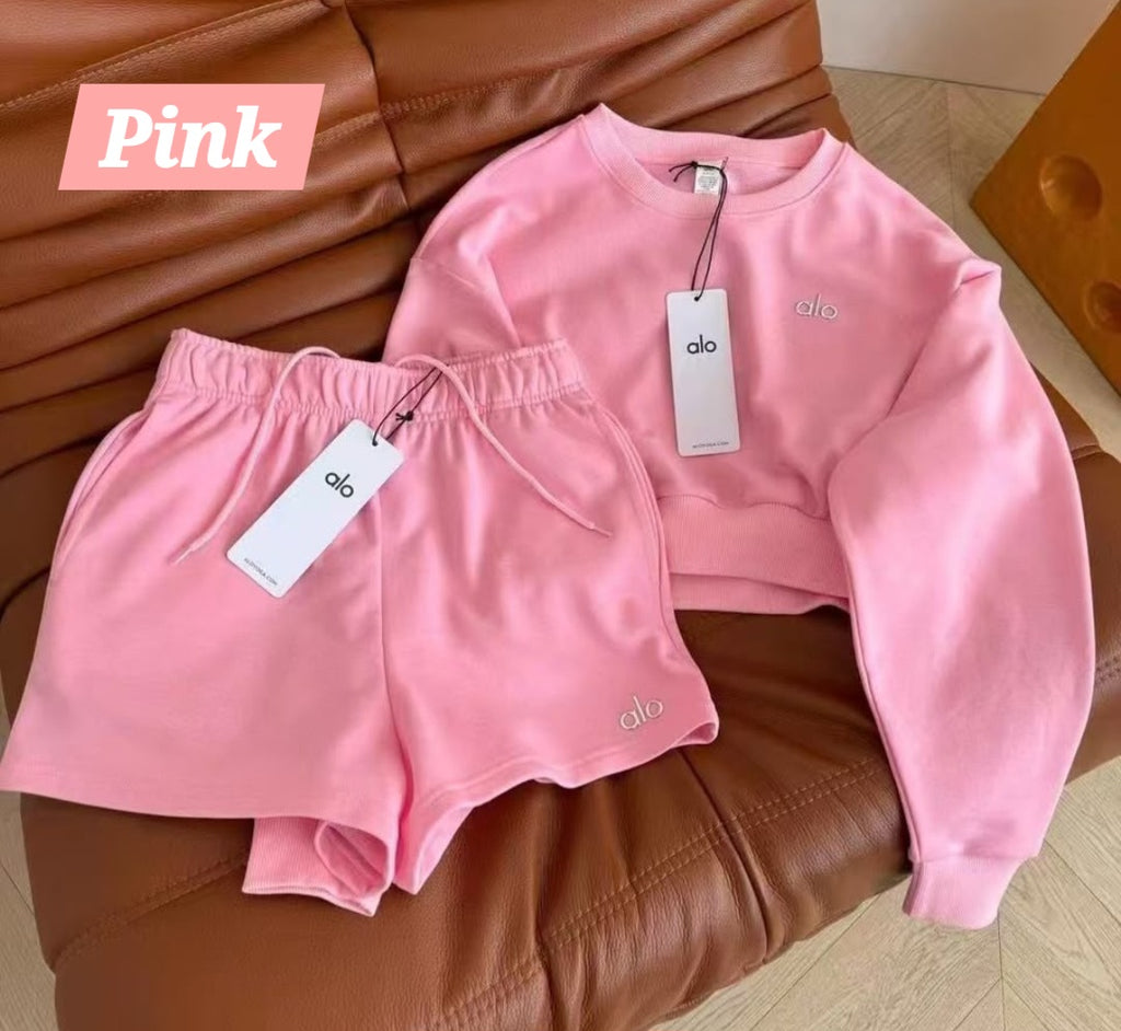 Pre-orders A Cropped sweatshirt and shorts set NWT.                                5 colors Available