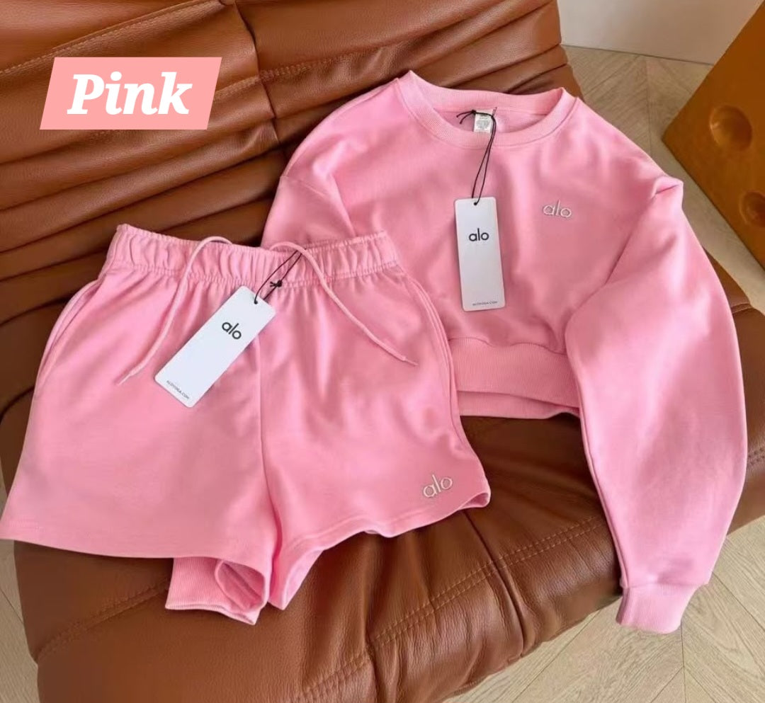 Pre-orders A Cropped sweatshirt and shorts set NWT.                                5 colors Available
