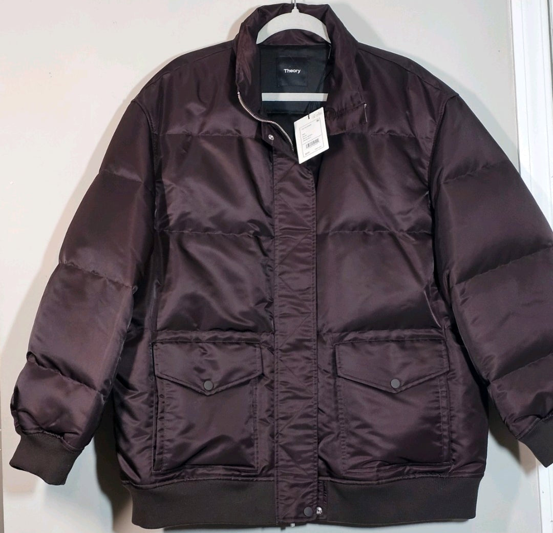 Theory Puffer Coat Mink Brown Size Large Women's