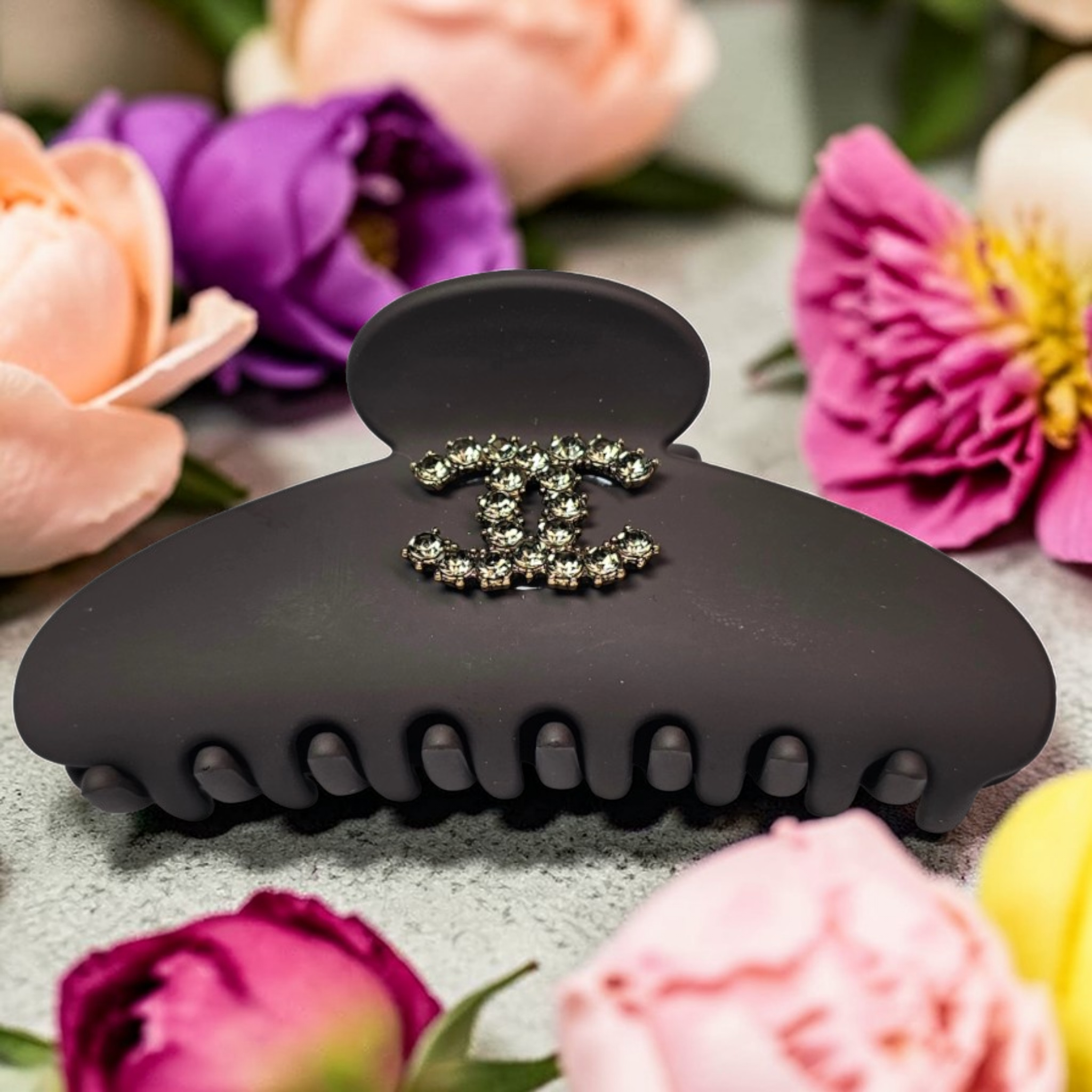 Chanel‑Inspired Deep Mocha Medium Hair Claw Clip — Custom Luxury Design