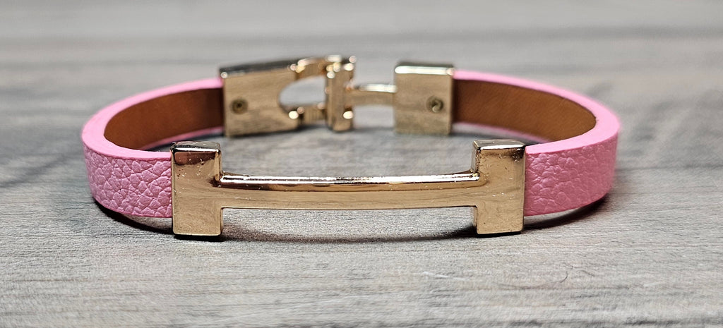 Vegan Leather H Letter style stacking Bracelet