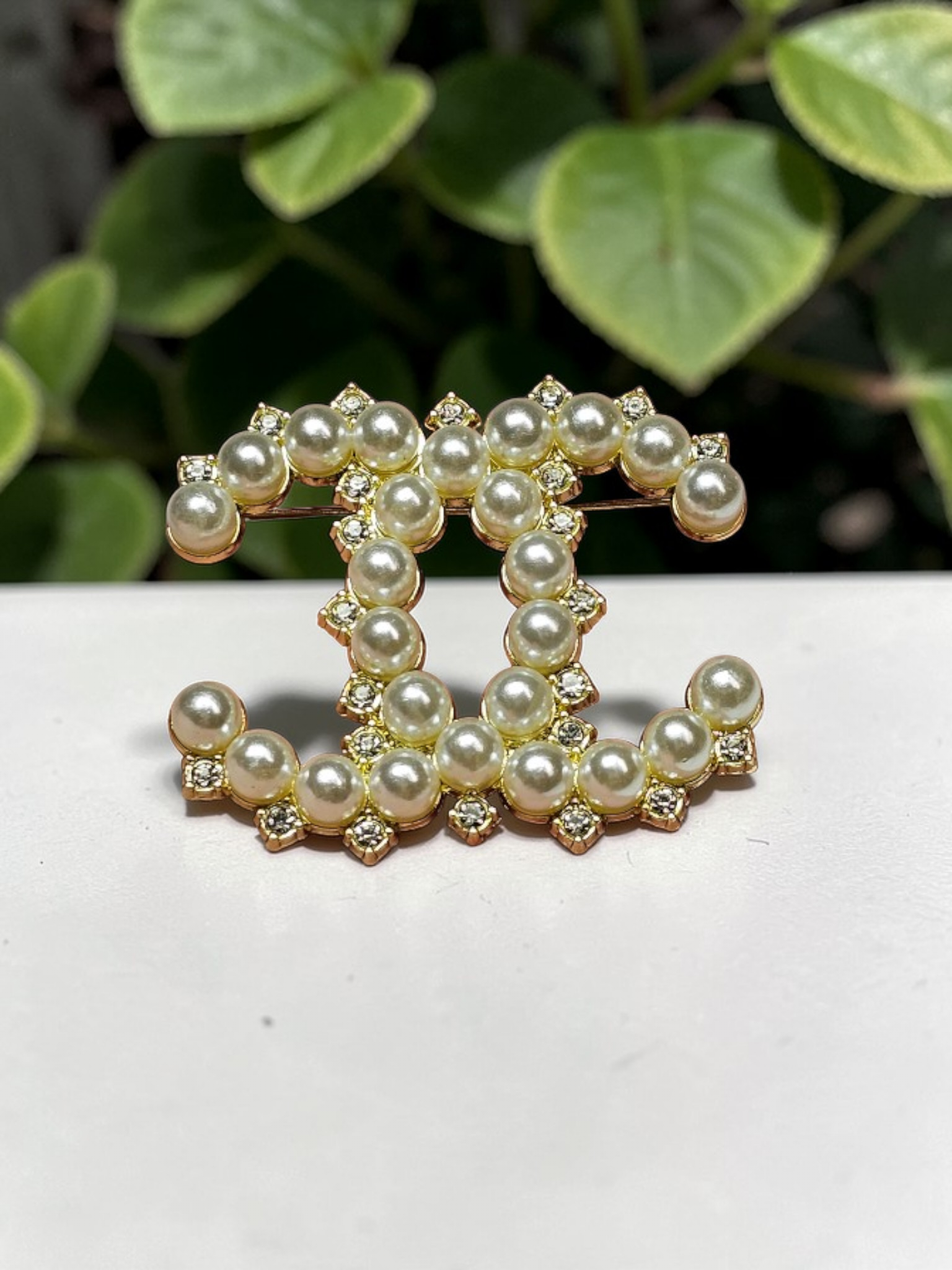 Chanel Gold and Continuous Pearl Charm Brooch
