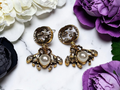 Bee pierced dangle earrings Gold and Pearl