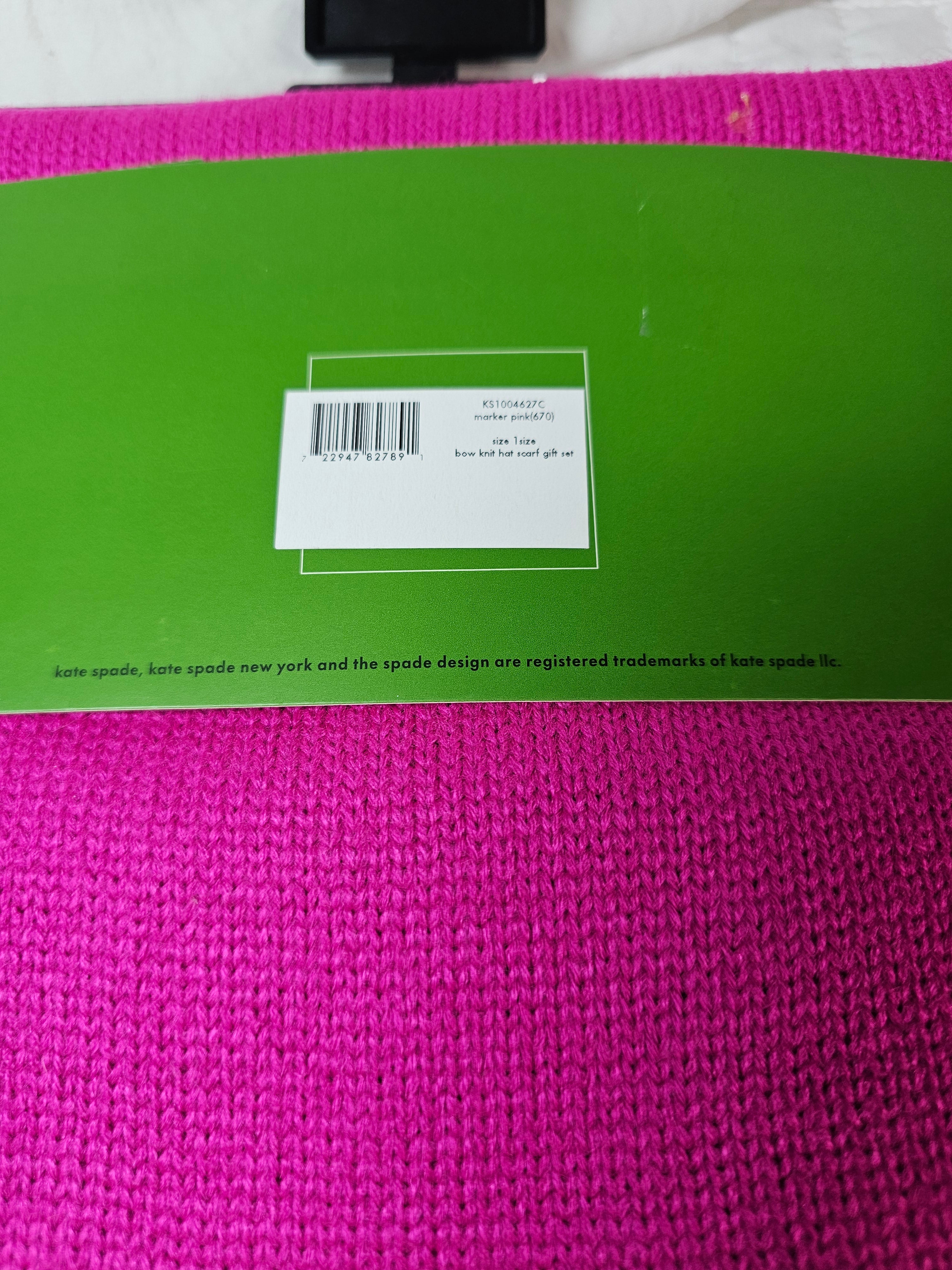 Kate Spade Hot Pink Bow Knit Hat & Scarf Set — New With Original Tags