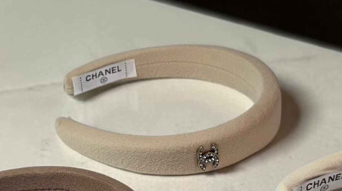 C Logo Sueded Beige Headband
