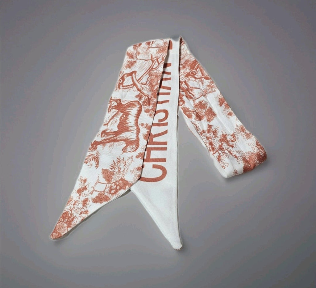 CD Bag Scarf Pink Toile de Jouy Boutique Curated Like New 100% Silk