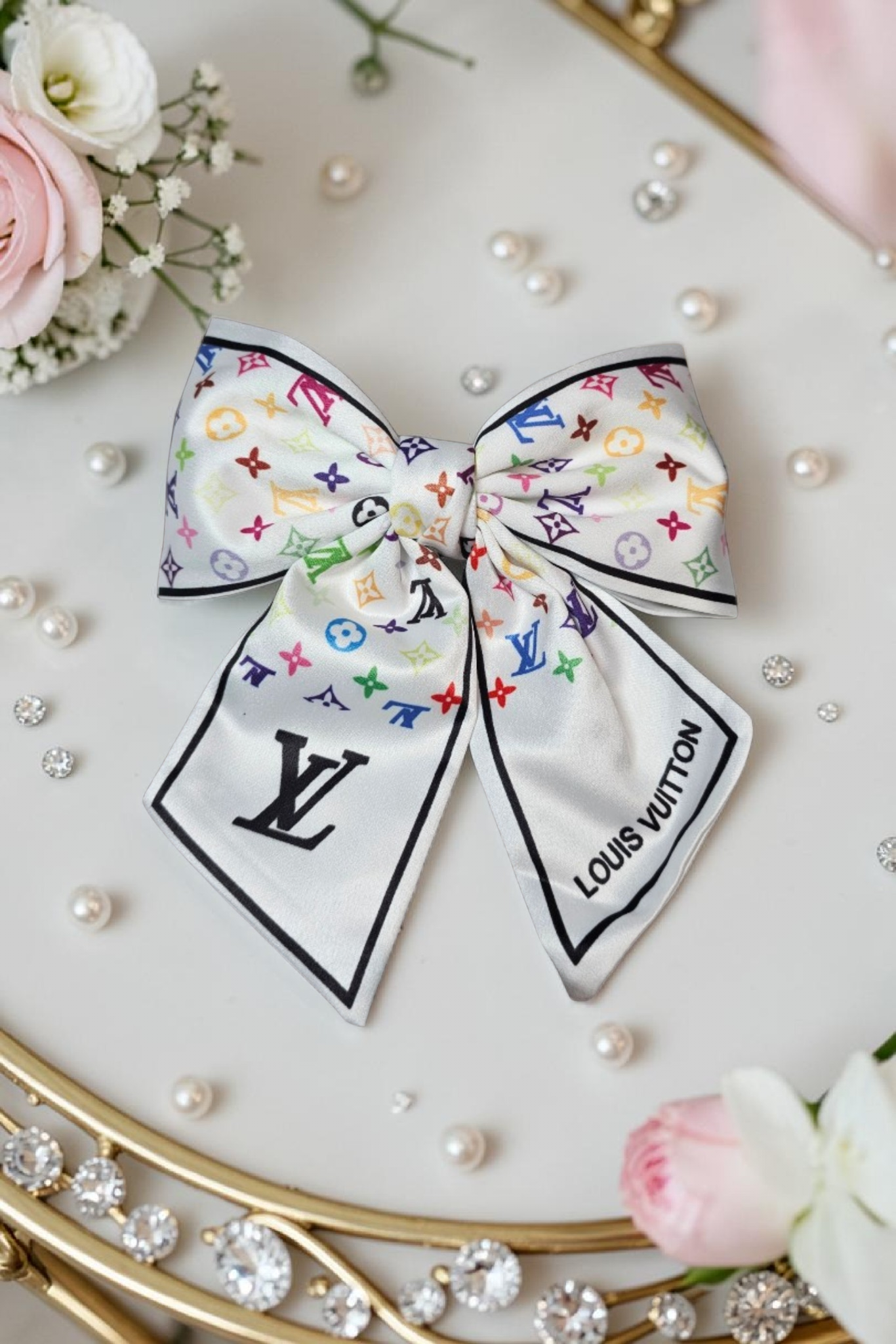 Louis x Murakami Logo 100% Silk Hairbow