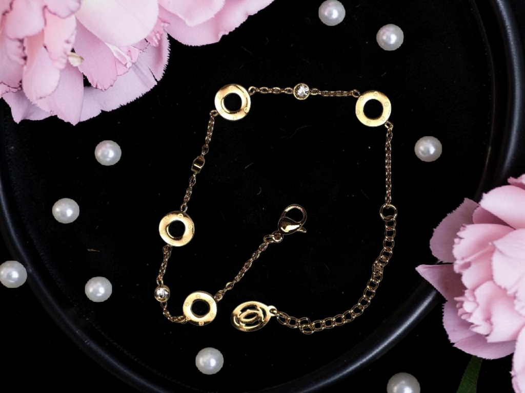 Gold Charm Logo Bracelet