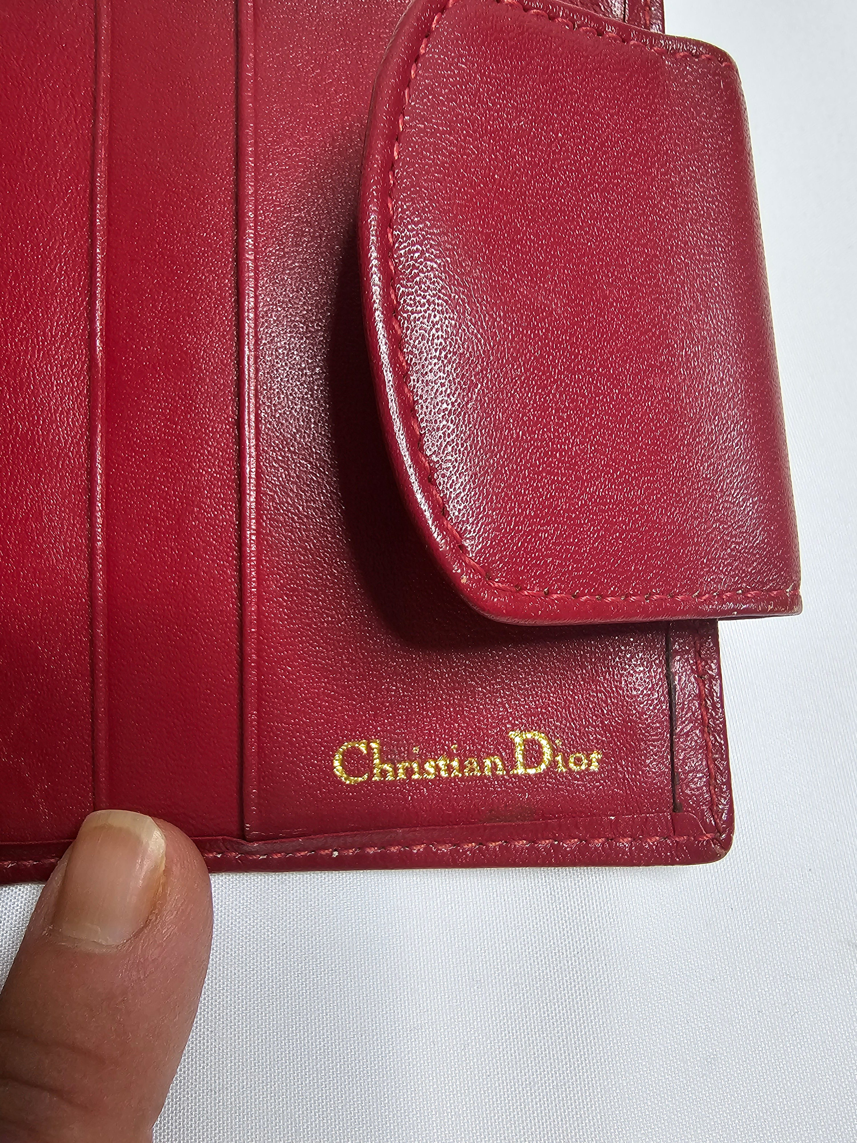 Boutique CD Red Leather Trifold Short Wallet — Like New
