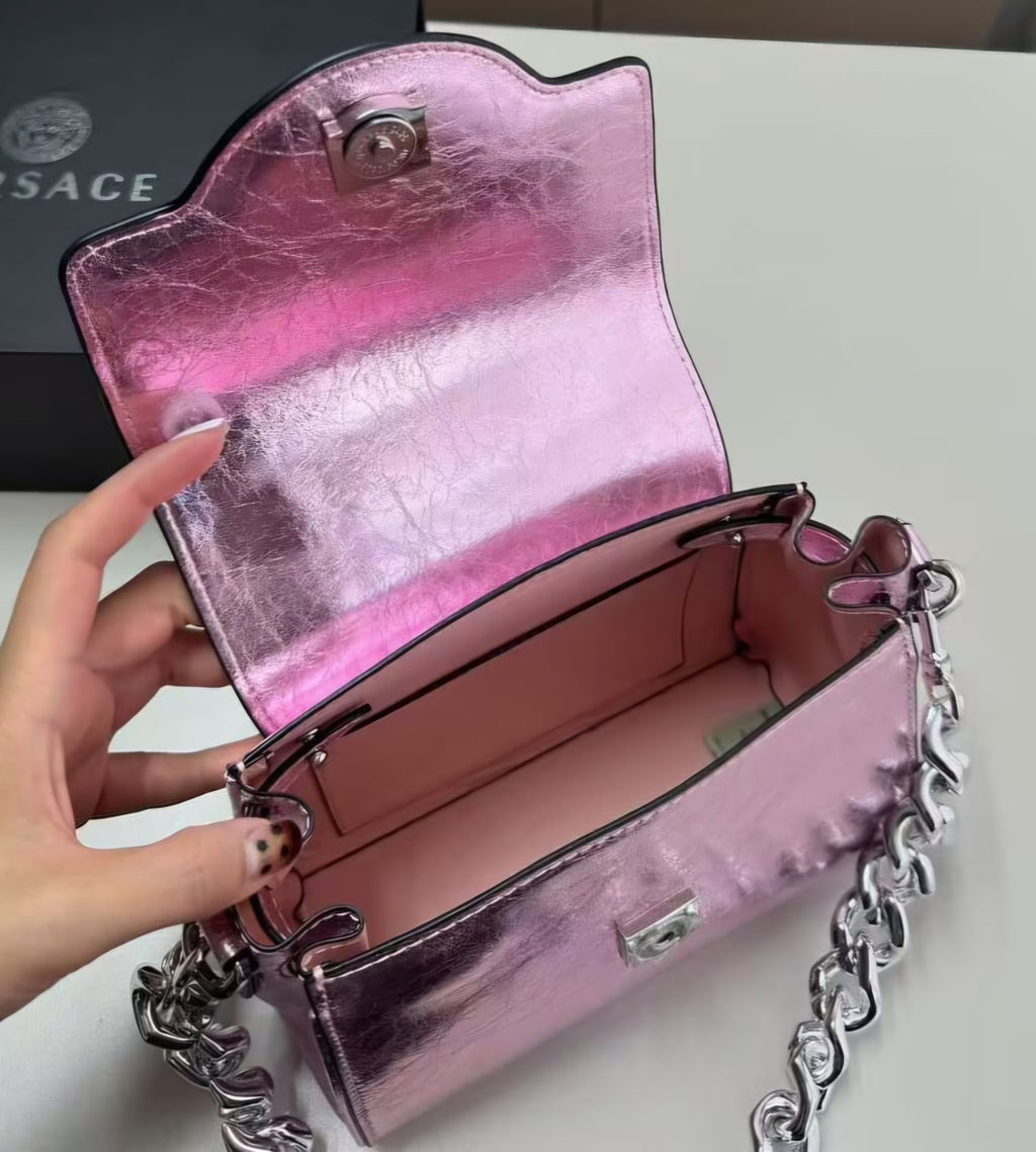 Verse Pink Elegant Medusa Logo Evening Bag