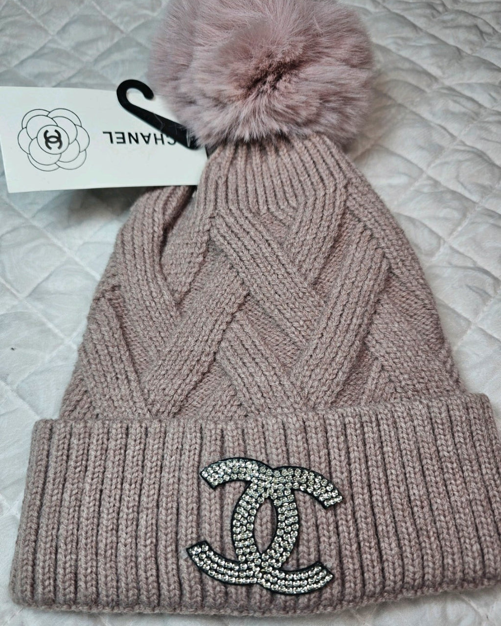 Chanel Beautè Blush Pink Beanie With Pom Pom NWT