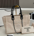 Cream and Black C Logo 2 piece Tote Bag set