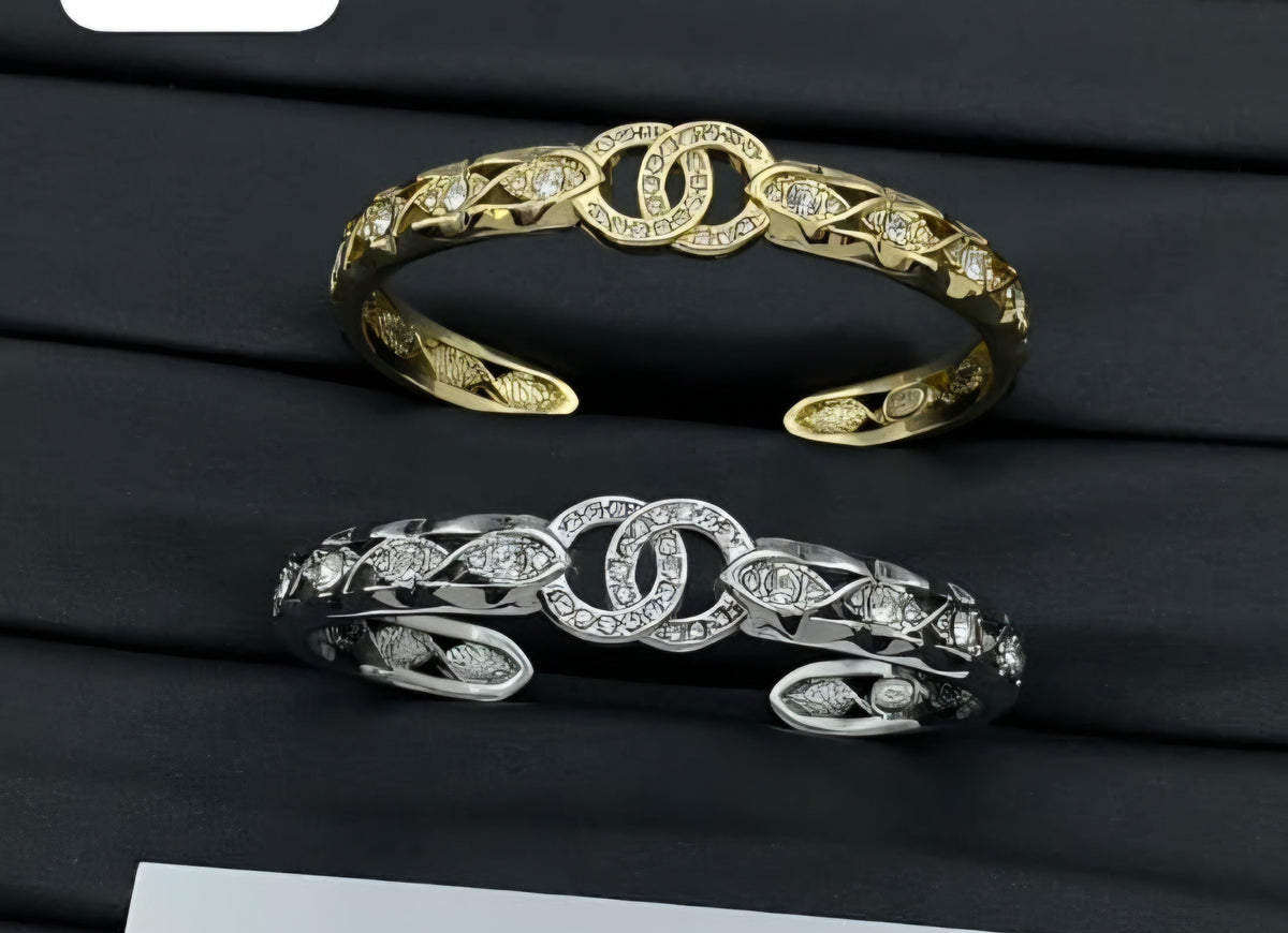 22K Gold/Silver Plated C Logo Cuff Bracelet