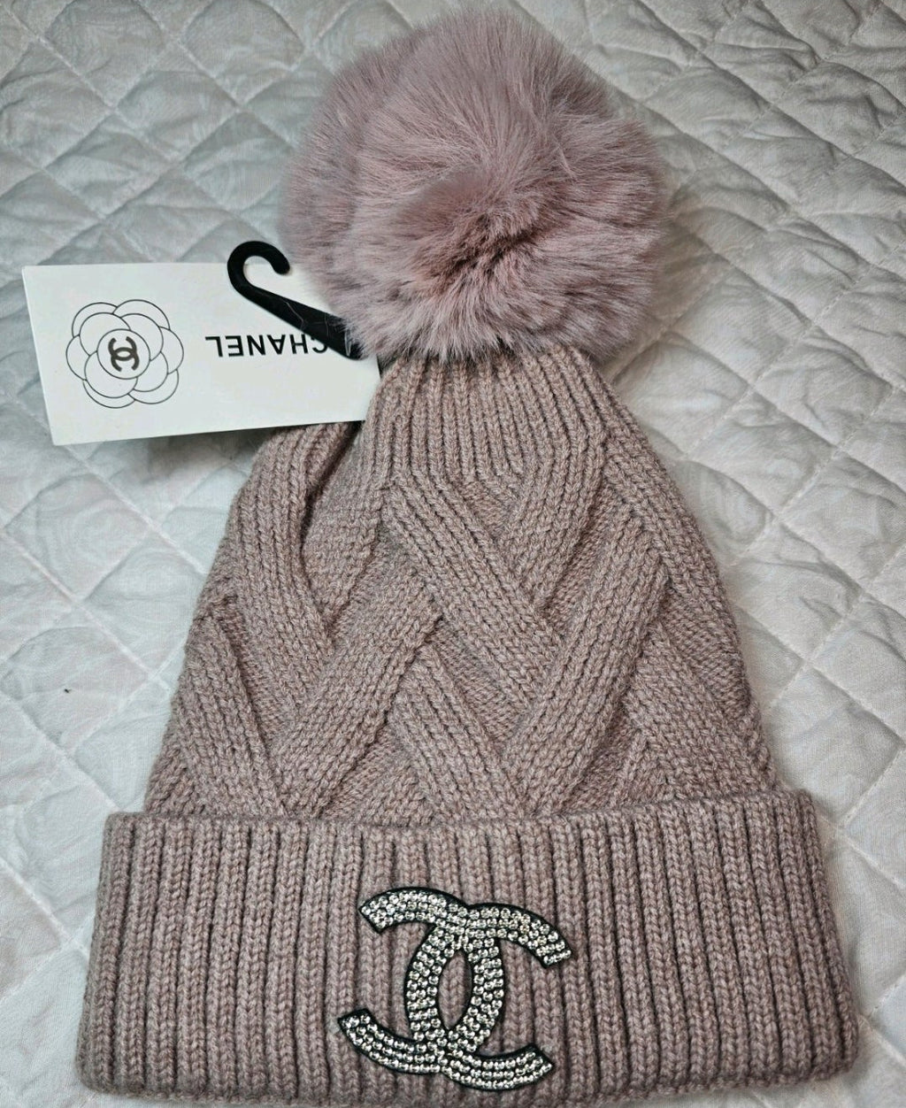 Chanel Beautè Blush Pink Beanie With Pom Pom NWT