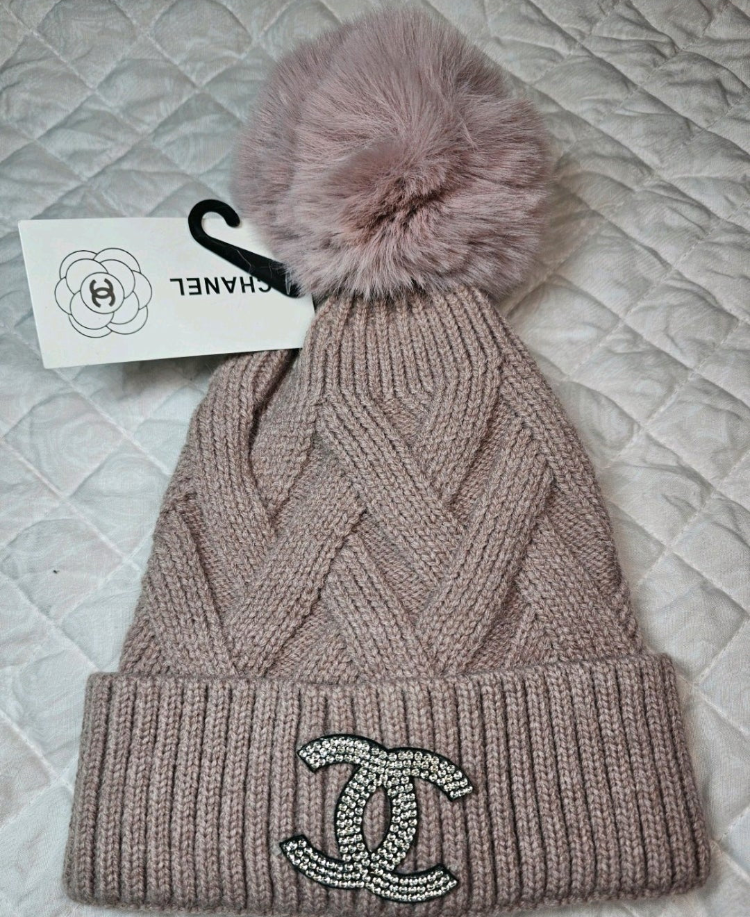 Chanel Beautè Blush Pink Beanie With Pom Pom NWT