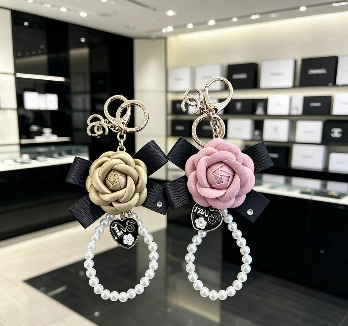 C logo Bag Charm/ Keyring Camellia