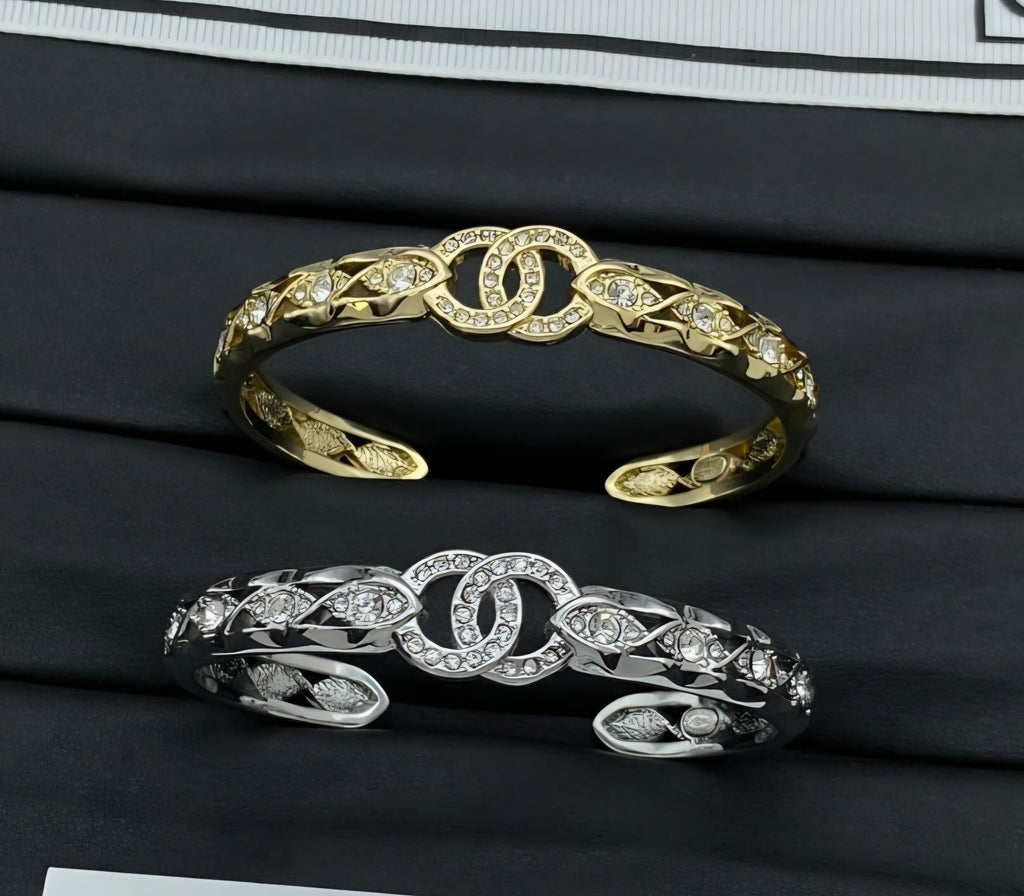 22K Gold/Silver Plated C Logo Cuff Bracelet