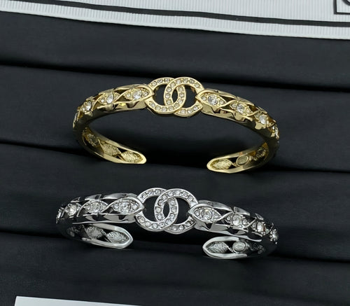22K Gold/Silver Plated C Logo Cuff Bracelet