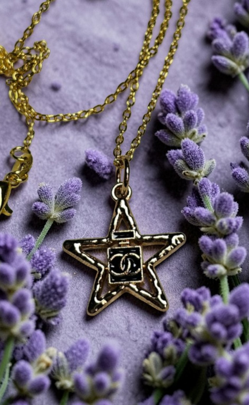 Chanel logo Star charm with chain necklace