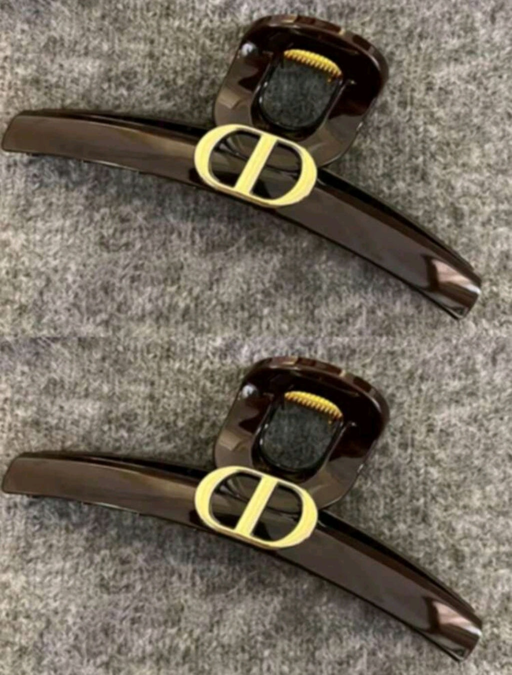 CD Golden Logo Large Hair Clip in Black or Brown