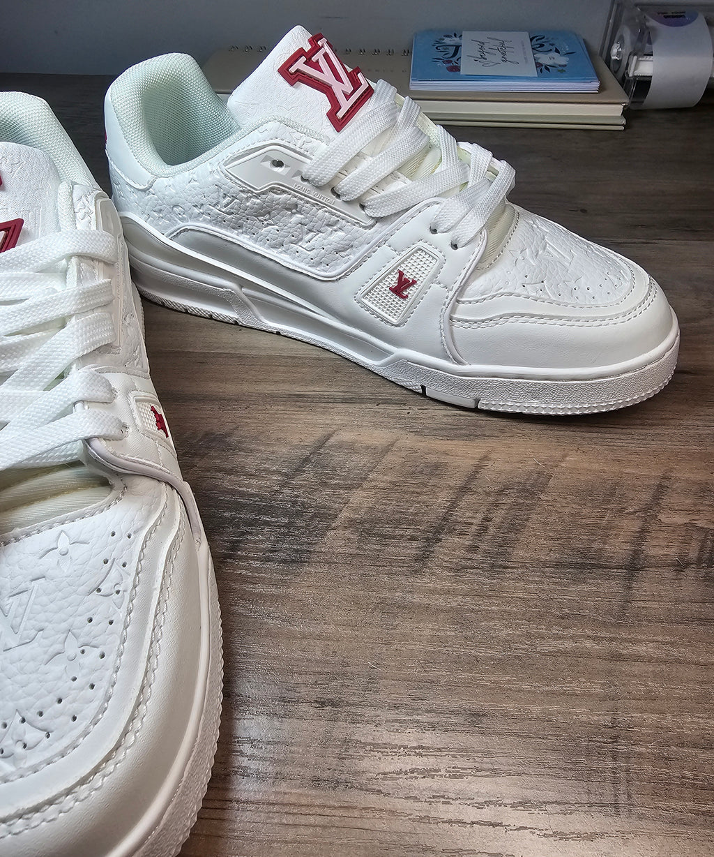 Floral logo sneakers white and pink