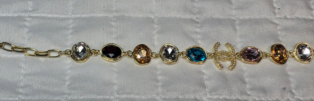 C Logo multicolor gemstone Link Bracelet