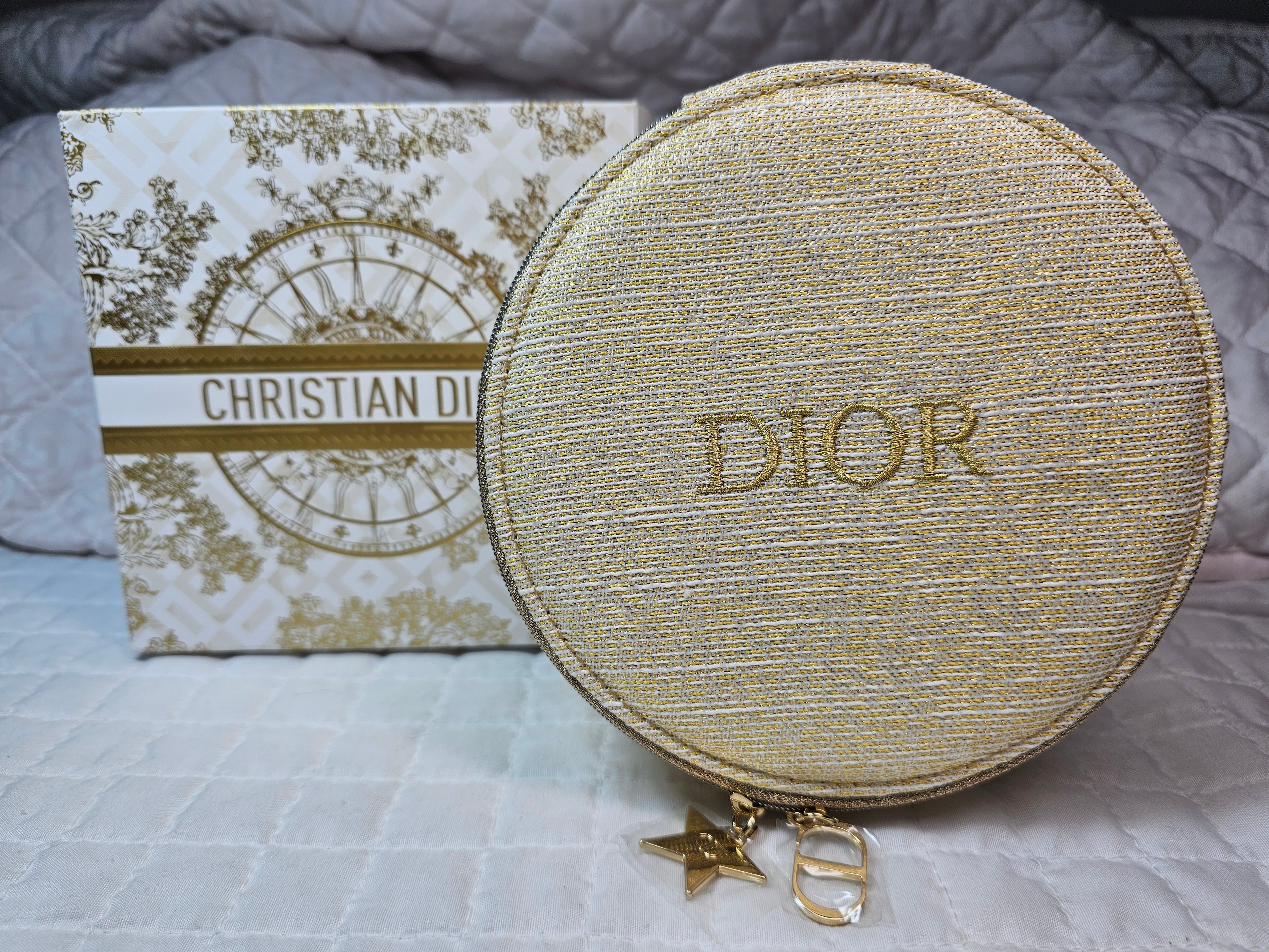 Special Edition Dior Large Round Gold Holiday Vanity with mirror NIB