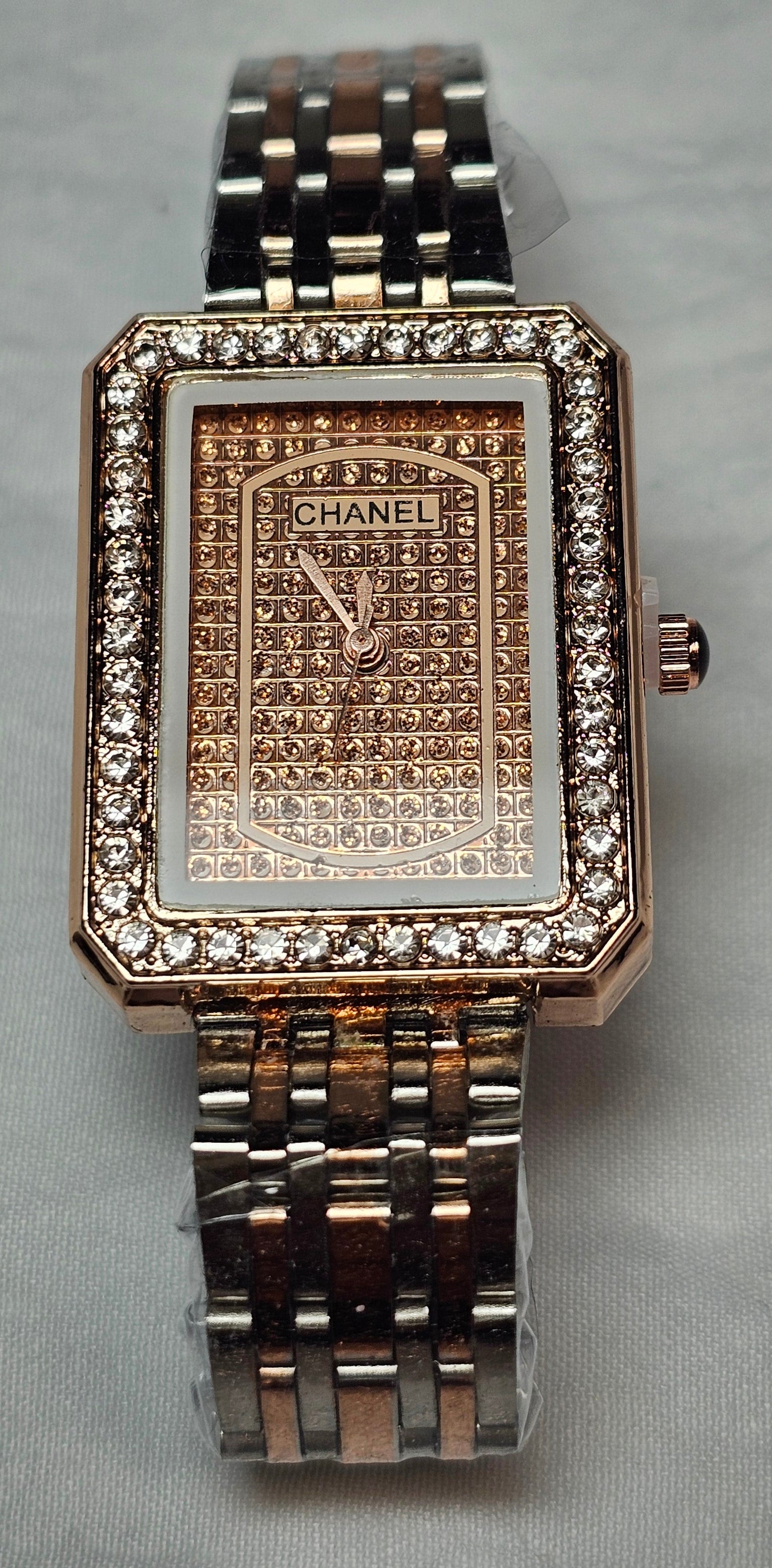 C logo Statement watch Rose Gold styling with stackable bangle Bracelet