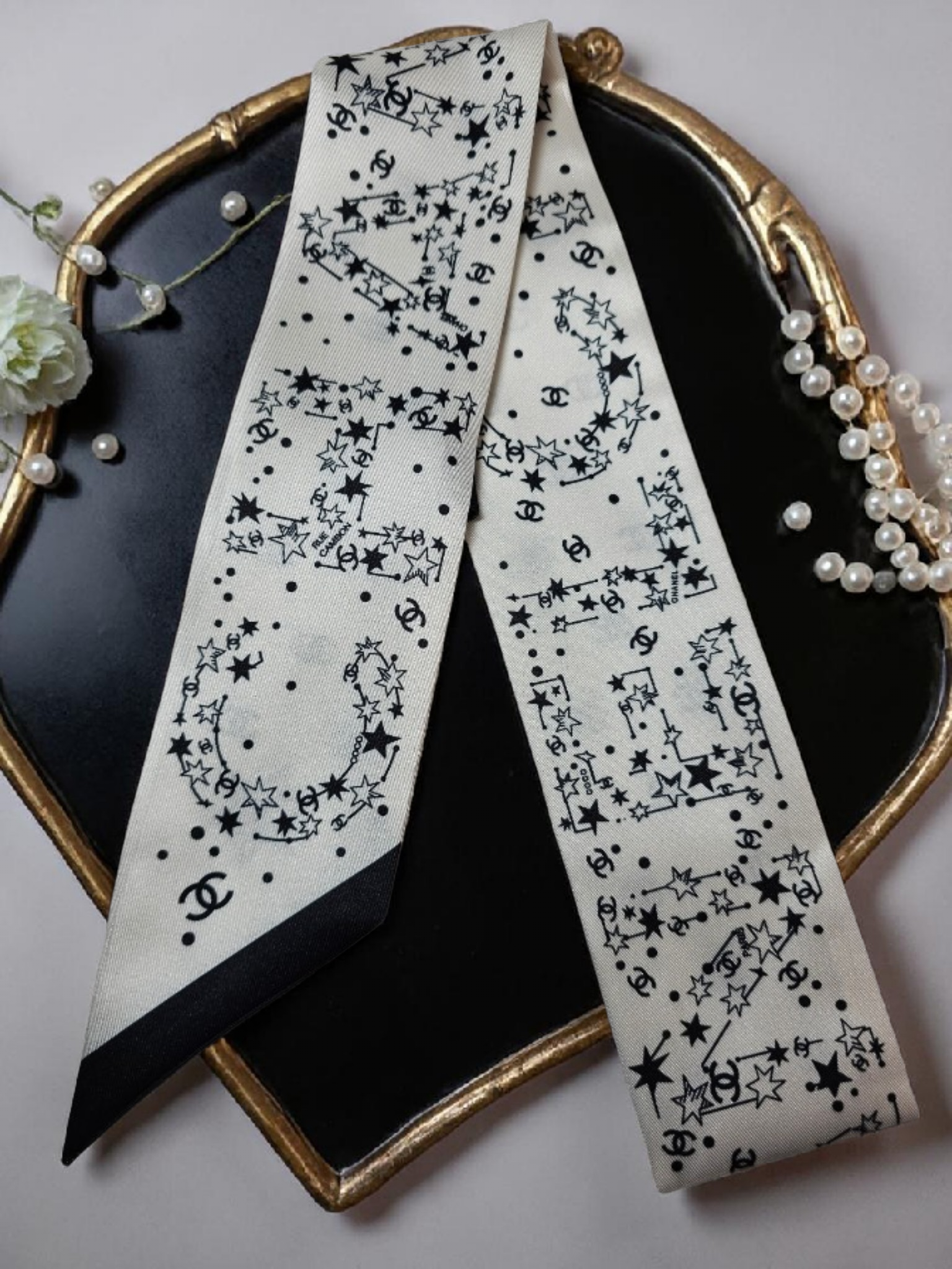 Constellations Bag/ Hair Scarf Accessory 100% Silk